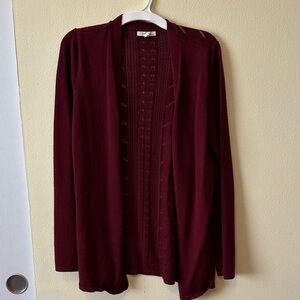 Maurices Burgundy Open-Front Knit Cardigan